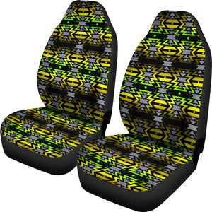 Black Fire Green And Yellow Car Seat Covers