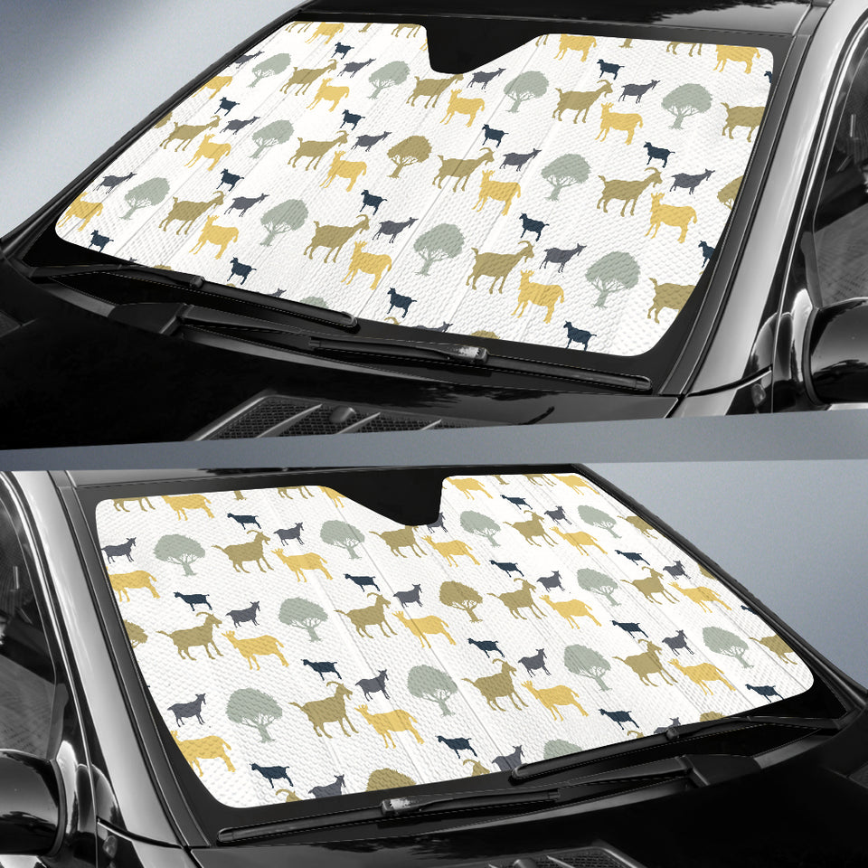 Silhouettes Of Goat And Tree Pattern Car Sun Shade