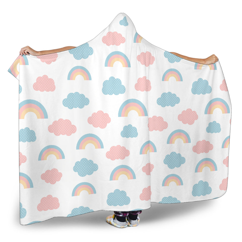 Cute Rainbow Clound Pattern Hooded Blanket