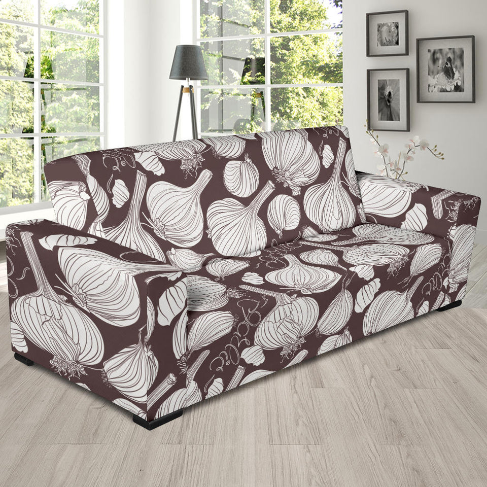 Garlic Bulb Dark Background Sofa Slipcover