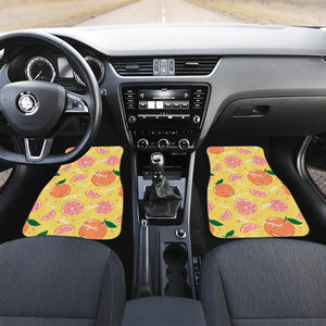Grapefruit Yellow Background Front Car Mats