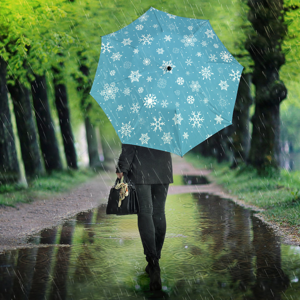 Snowflake Pattern Blue Background Umbrella