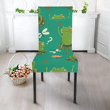 Cute Frog Dragonfly Design Pattern Dining Chair Slipcover