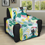Cute parrot toucan flamingo cactus exotic leaves pattern Recliner Cover Protector