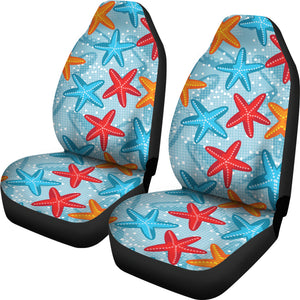 Blue Red Orange Starfish Pattern  Universal Fit Car Seat Covers