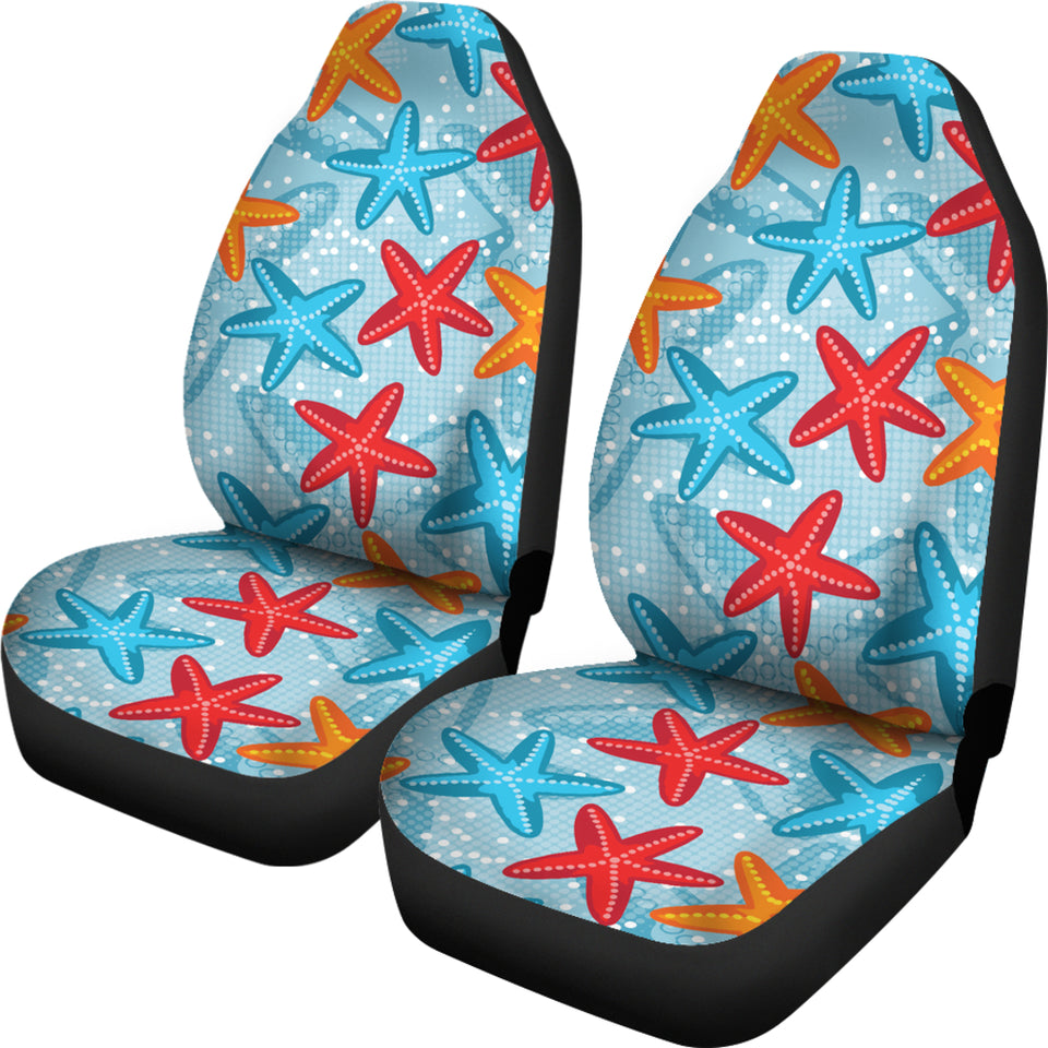 Blue Red Orange Starfish Pattern  Universal Fit Car Seat Covers