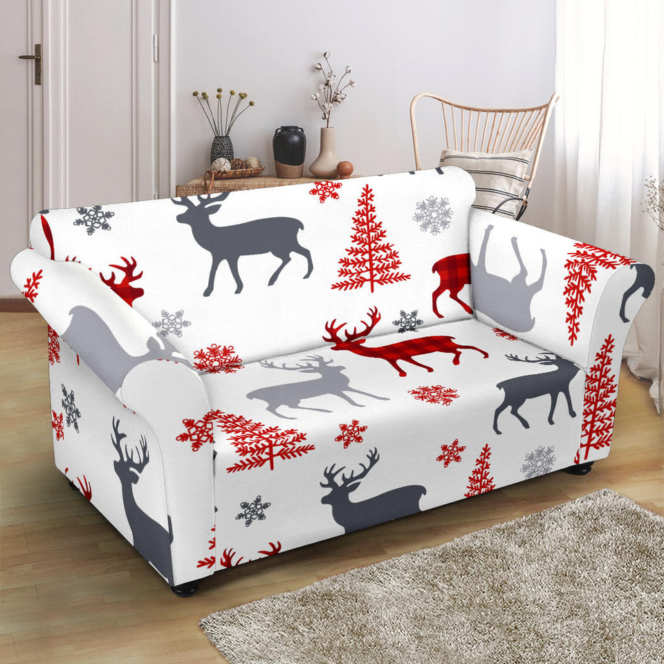 Deer Tree Snowflakes Chrismas Pattern Loveseat Couch Slipcover