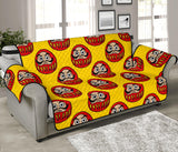 Daruma japanese wooden doll yellow background Sofa Cover Protector
