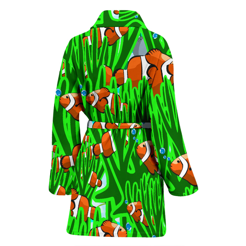 Clown Fish Pattern Print Design 01 Women's Bathrobe