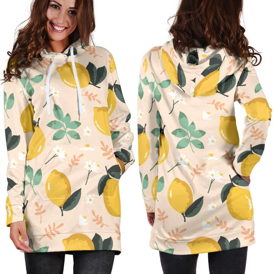 Lemon Flower Leave Pattern Women'S Hoodie Dress