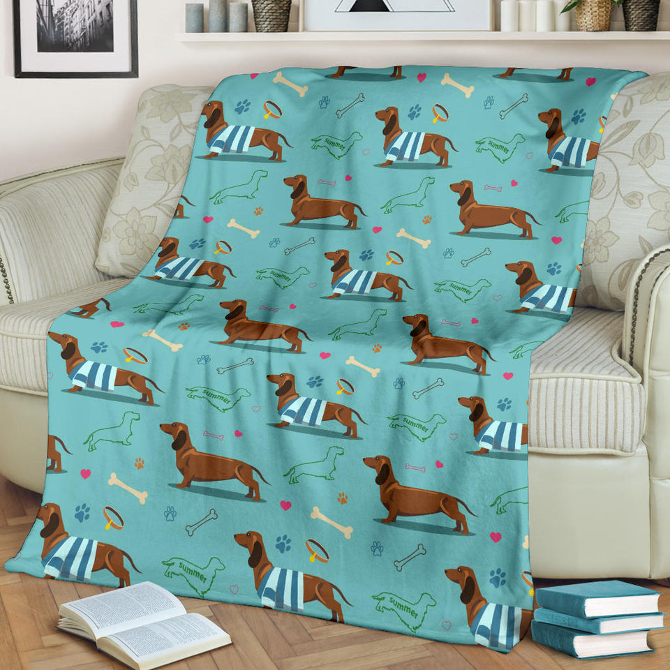Dachshund Decorative Background Premium Blanket