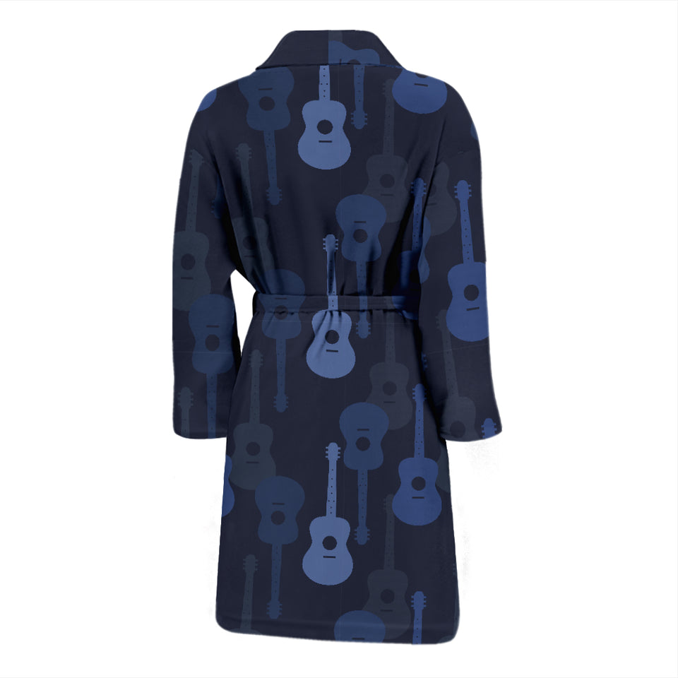 Blue Theme Guitar Pattern Men'S Bathrobe