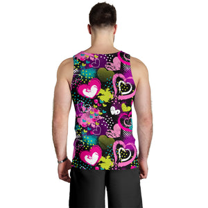 heart dot wave star creative design pattern Men Tank Top