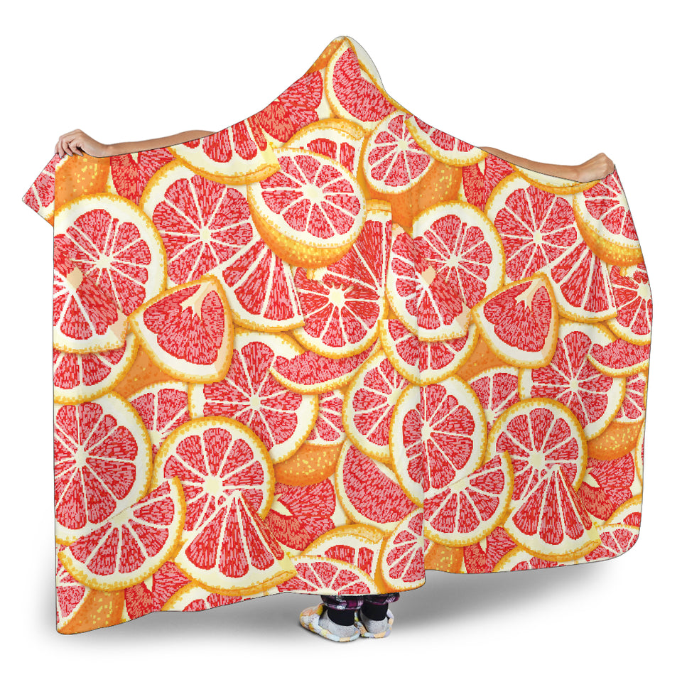 Tropical Grapefruit Pattern Hooded Blanket