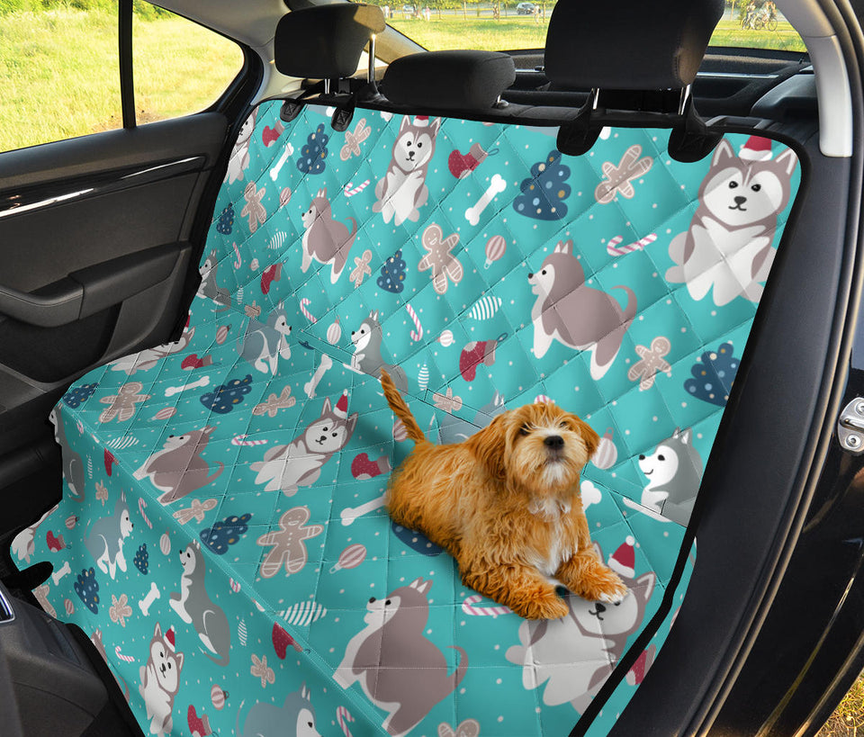 Christmas Cute Siberian Husky Puppie Pattern Dog Car Seat Covers