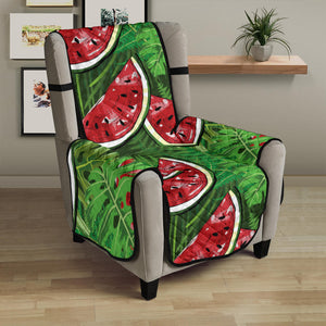 Watermelons tropical palm leaves pattern background Chair Cover Protector