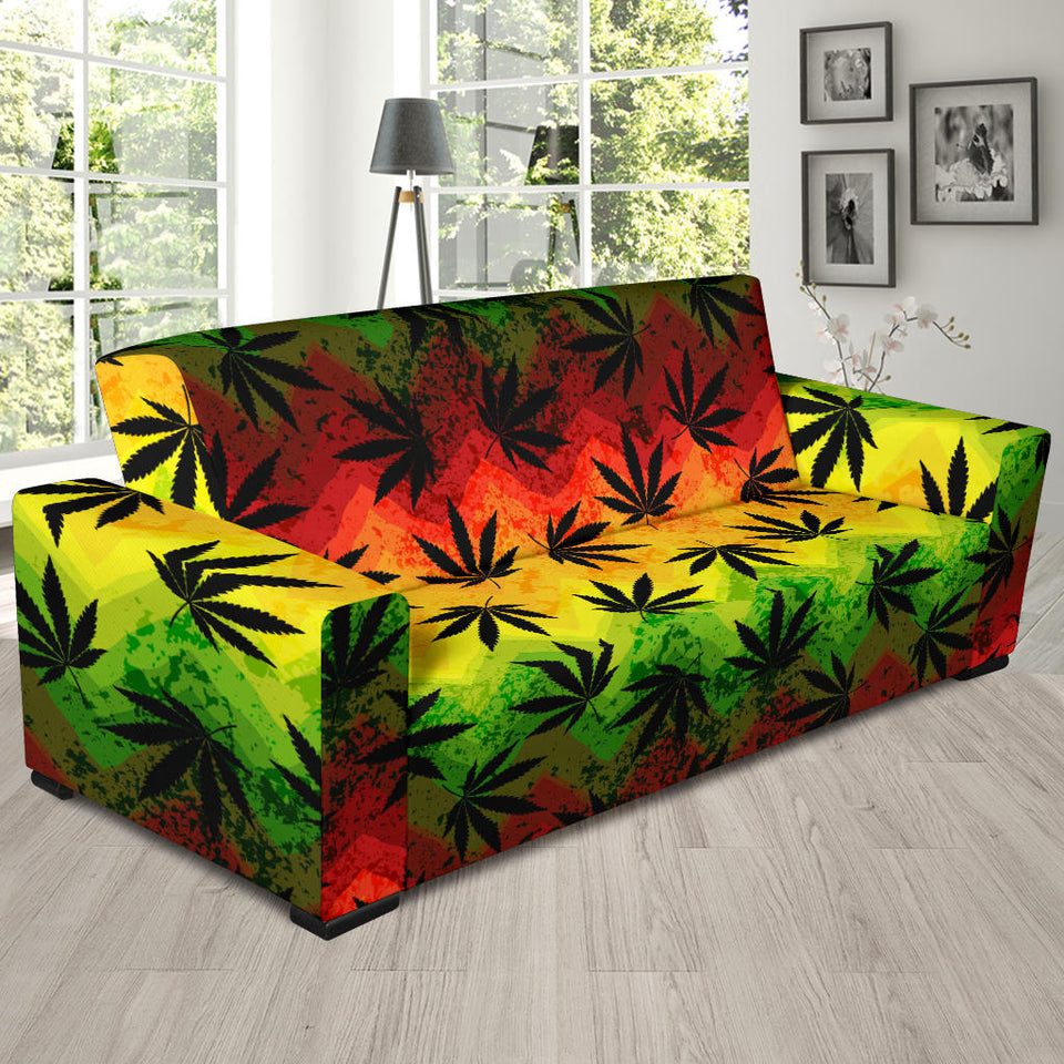 Canabis Marijuana Weed Pattern Print Design 03 Sofa Slipcover