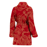 Gold Dragons Red Background Women'S Bathrobe