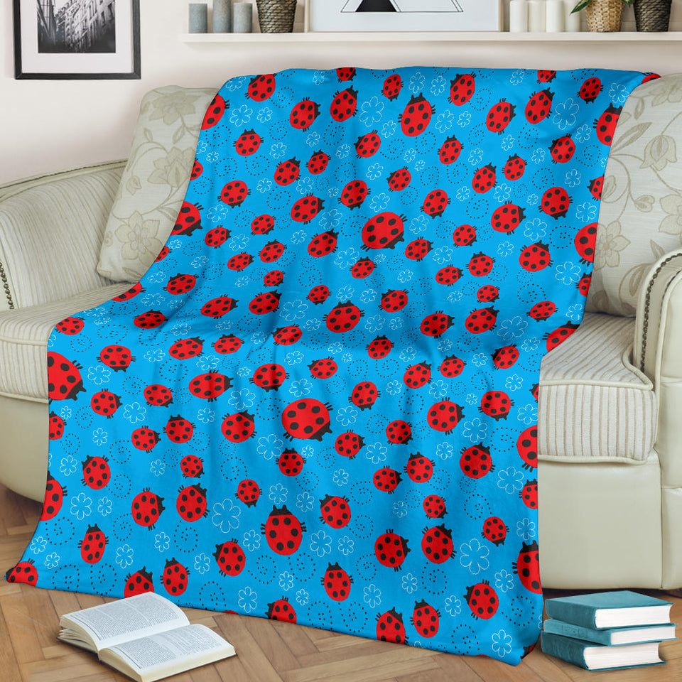 Ladybug Pattern Print Design 02 Premium Blanket