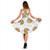 Sketch Style Cookie Pattern Sleeveless Midi Dress
