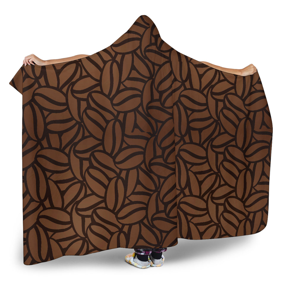 Coffee Bean Pattern Hooded Blanket