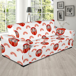 Daruma Japanese Wooden Doll Design Pattern Sofa Slipcover