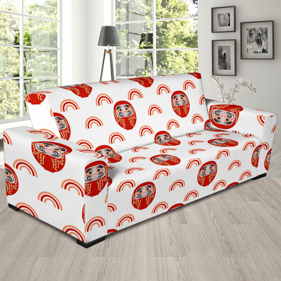 Daruma Japanese Wooden Doll Design Pattern Sofa Slipcover