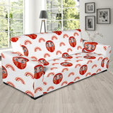 Daruma Japanese Wooden Doll Design Pattern Sofa Slipcover