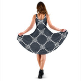 Nautical Steering Wheel Rope Pattern Sleeveless Midi Dress