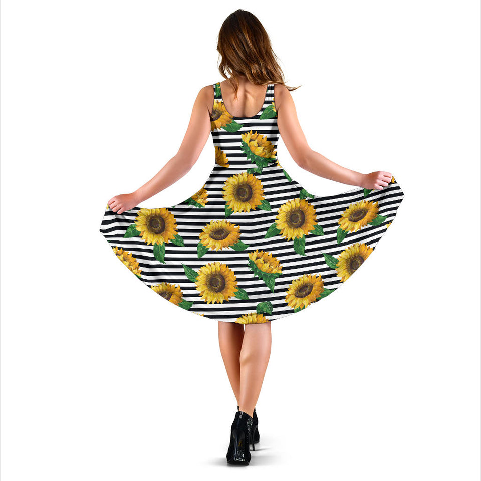 Sunflowers Ribbon Background Sleeveless Midi Dress