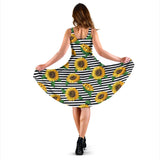 Sunflowers Ribbon Background Sleeveless Midi Dress