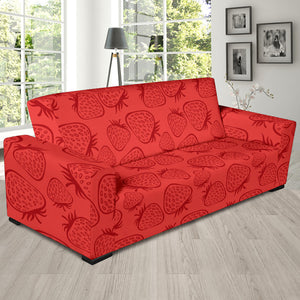 Strawberry Pattern Red Background Sofa Slipcover
