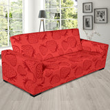 Strawberry Pattern Red Background Sofa Slipcover