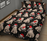 Christmas Pugs Santa_s red cap pattern Quilt Bed Set