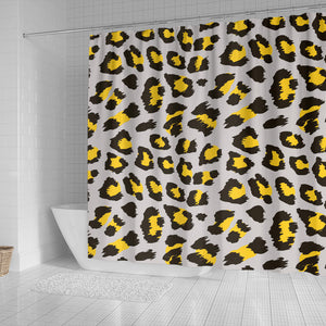 Gray Leopard Print Pattern Shower Curtain Fulfilled In US