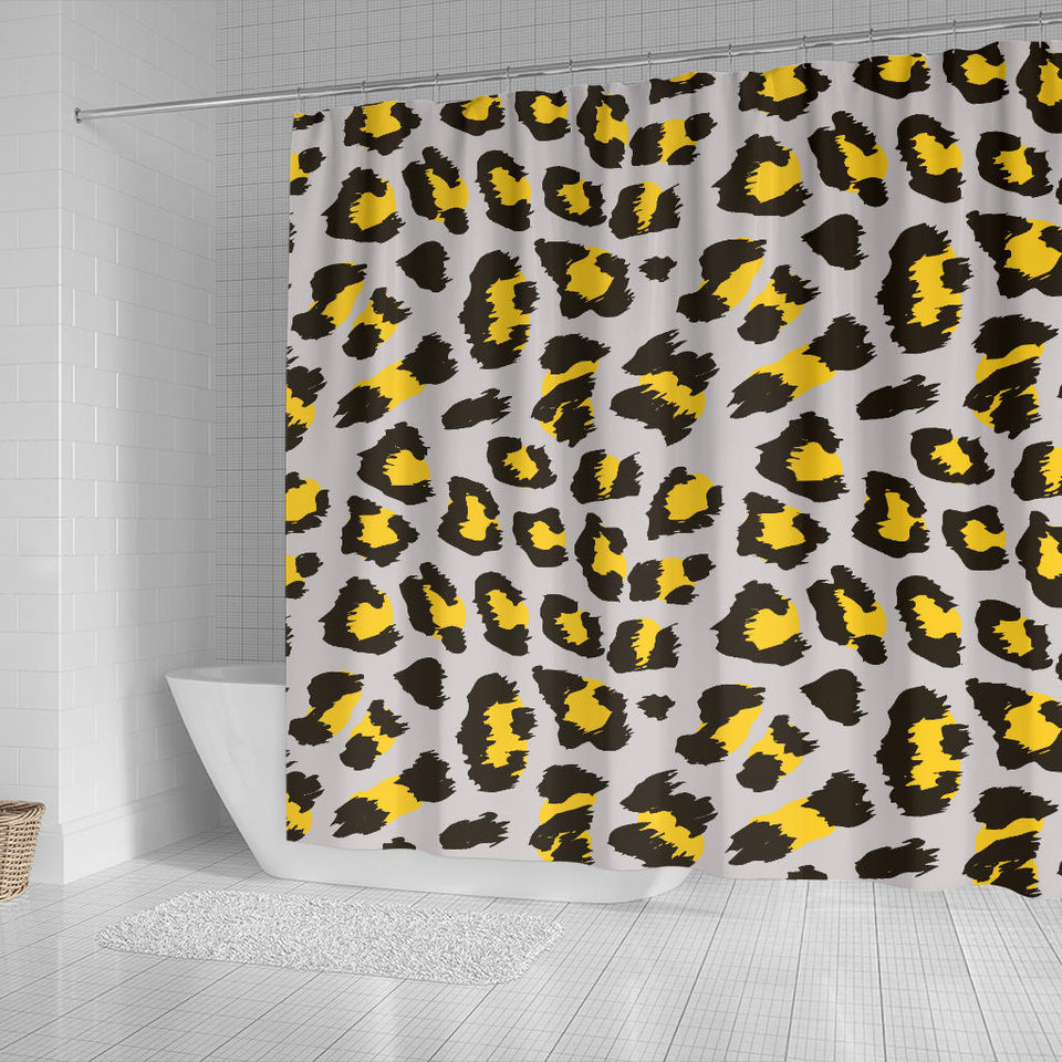 Gray Leopard Print Pattern Shower Curtain Fulfilled In US