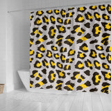 Gray Leopard Print Pattern Shower Curtain Fulfilled In US