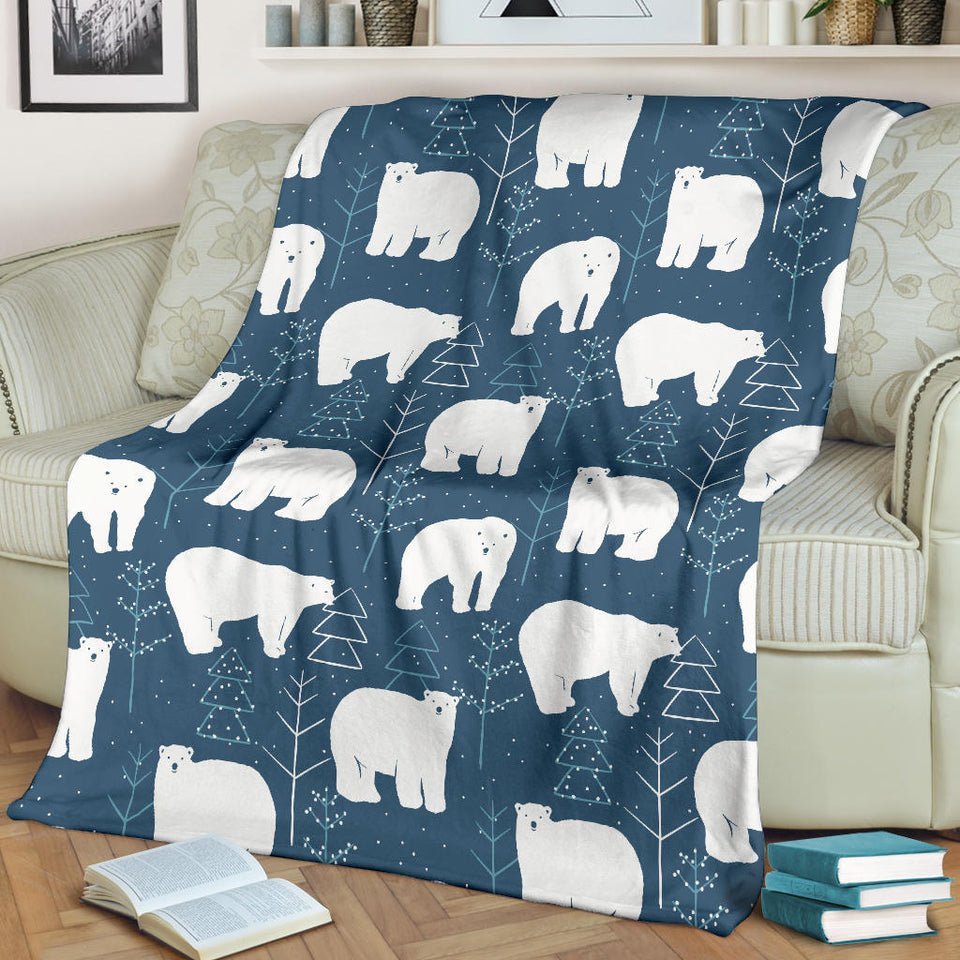 Polar Bear Mother Her Child Pattern Premium Blanket