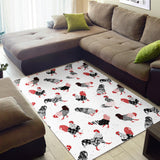 Cool Rooster Chicken Cock Floral Ornament Background Area Rug