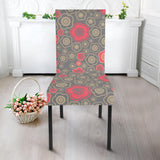 Red Gold Sakura Cherry Blossom Gray Background Dining Chair Slipcover