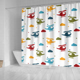 Colorful Helicopter Pattern Shower Curtain Fulfilled In US