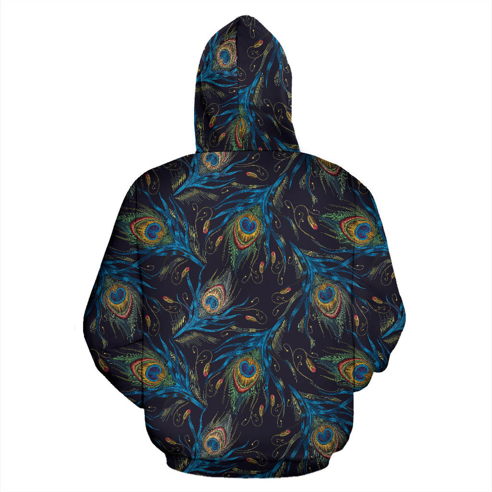 Beautiful Peacock Feather Pattern Men Women Pullover Hoodie