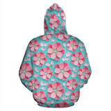 3D Sakura Cherry Blossom Pattern Zip Up Hoodie
