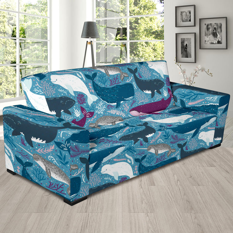 Whale Design Pattern Sofa Slipcover