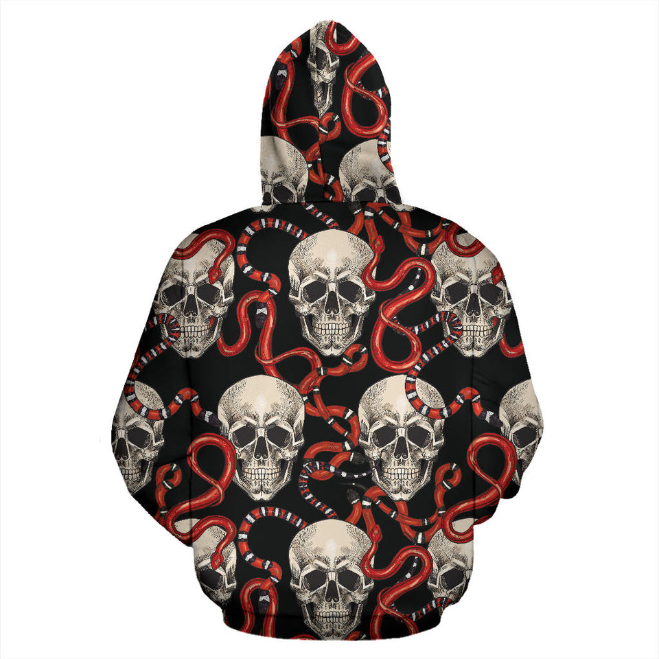 Red Snake Skull Pattern Men Women Pullover Hoodie