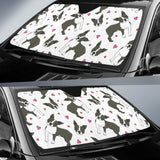 Boston Terrier Dog Hearts Vector Pattern Car Sun Shade