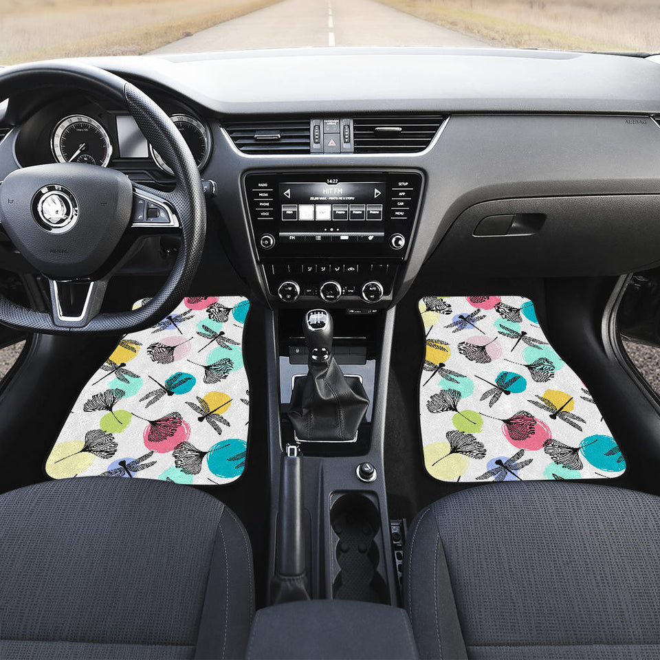 Dragonflies Ginkgo Leaves Pattern Front And Back Car Mats