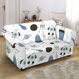 Hand Drawn Space Elements Space Rocket Star Planet Space Probe Loveseat Couch Slipcover