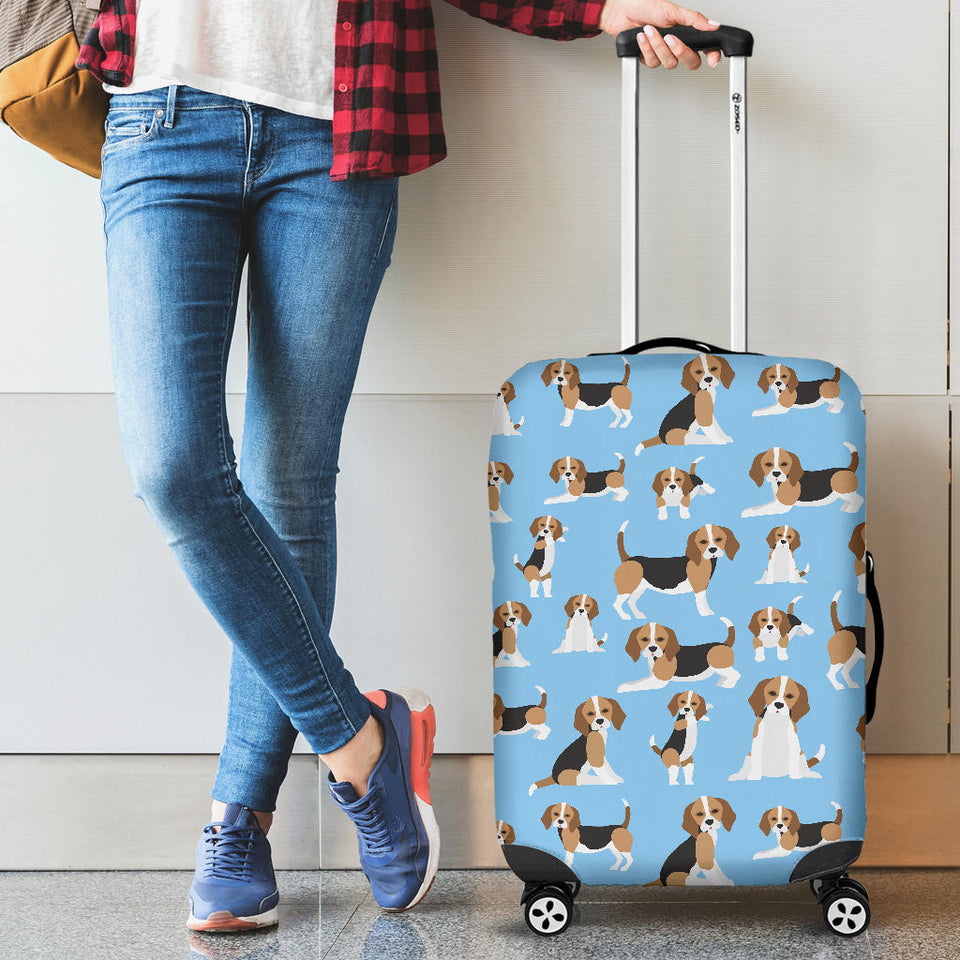 Beagle Dog Blue Background Pattern Luggage Covers