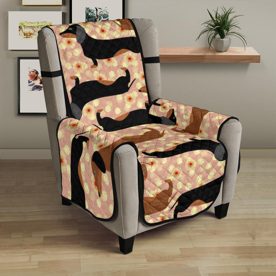 Dachshund floral background Chair Cover Protector